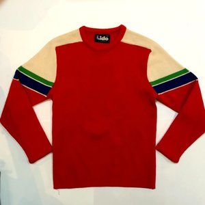 VINTAGE 70s Red Lido Ski Sweater